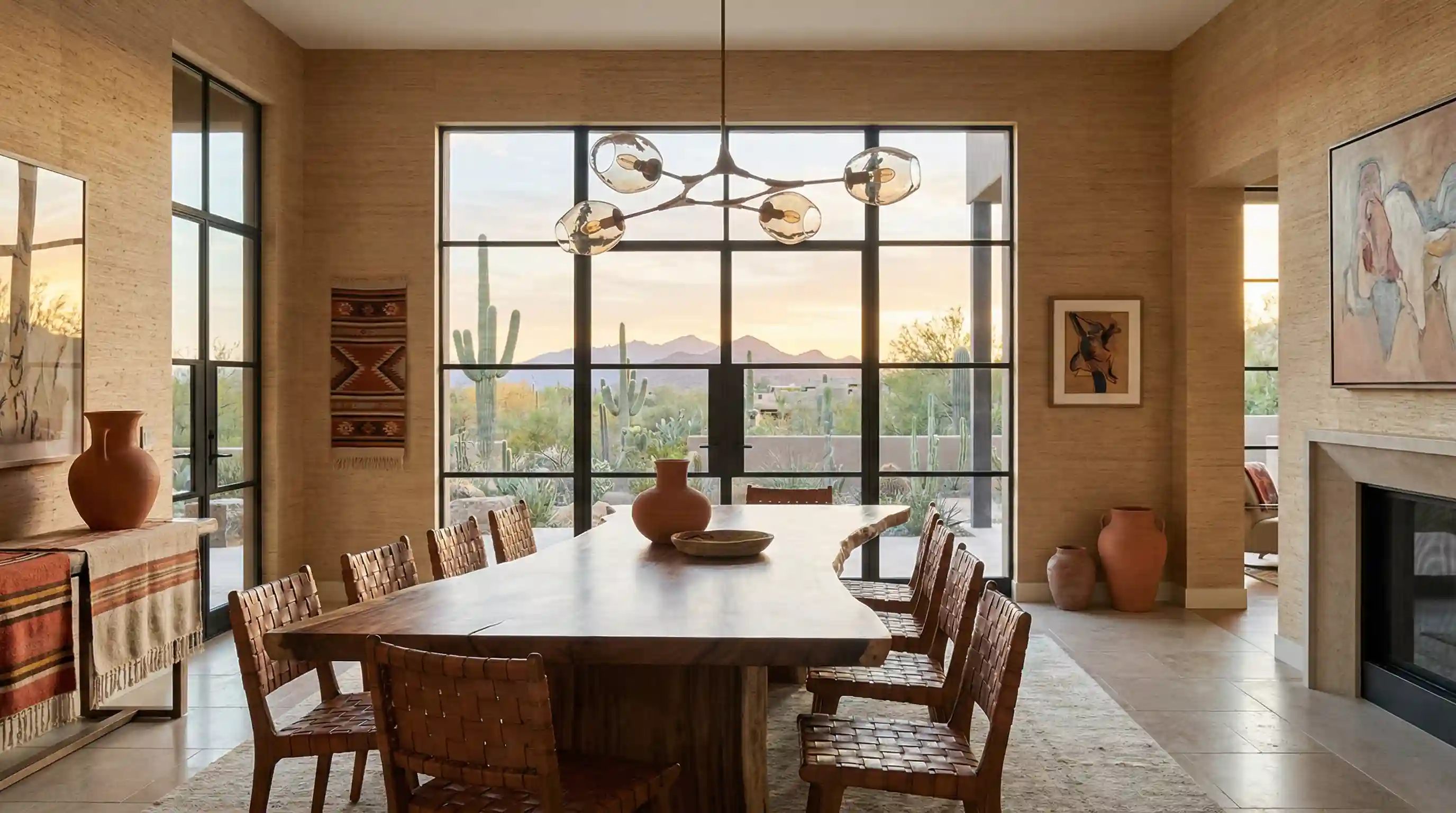 Houston historic interior with designer wallpaper