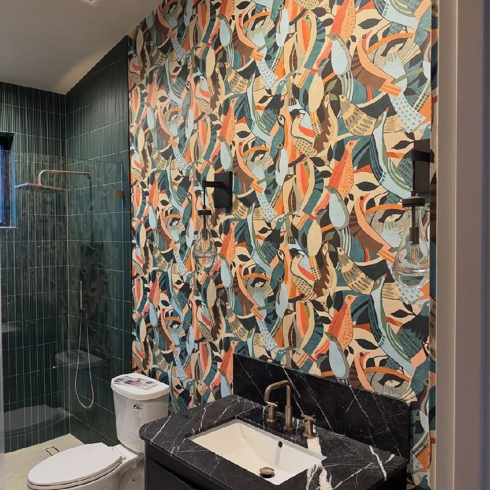 Colorful custom wallpaper feature wall